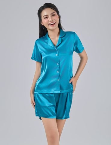 Đồ bộ mặc nhà nữ iBasic lụa satin áo tay ngắn quần đùi – HOMW056 