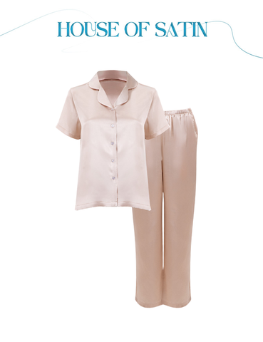  Đồ bộ mặc nhà nữ iBasic lụa satin áo tay ngắn quần dài – HOMW057 