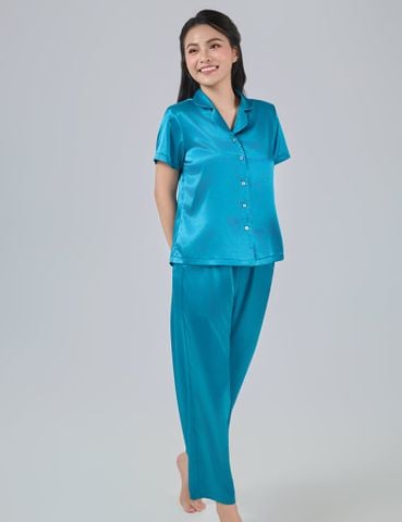  Đồ bộ mặc nhà nữ iBasic lụa satin áo tay ngắn quần dài – HOMW057 