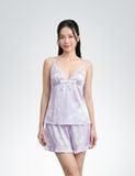  Đồ bộ mặc nhà nữ Summer Blossom iBasic lụa satin áo hai dây cổ chữ V quần đùi - HOMW072 