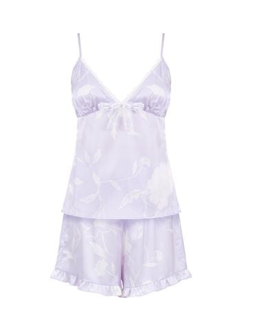  Đồ bộ mặc nhà nữ Summer Blossom iBasic lụa satin áo hai dây cổ chữ V quần đùi - HOMW072 