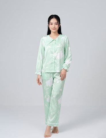  [PRE_ORDER] Bộ mặc nhà nữ áo tay nhún dài quần dài - HOMW076 