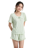  Bộ mặc nhà nữ iBasic thun lạnh áo tay ngắn quần đùi màu pastel - HOMW082 