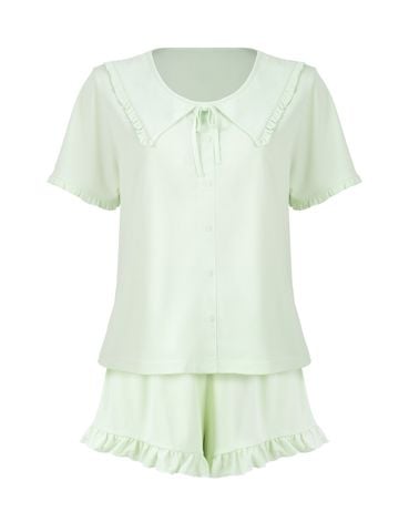 Bộ mặc nhà nữ iBasic thun lạnh áo tay ngắn quần đùi màu pastel - HOMW082 