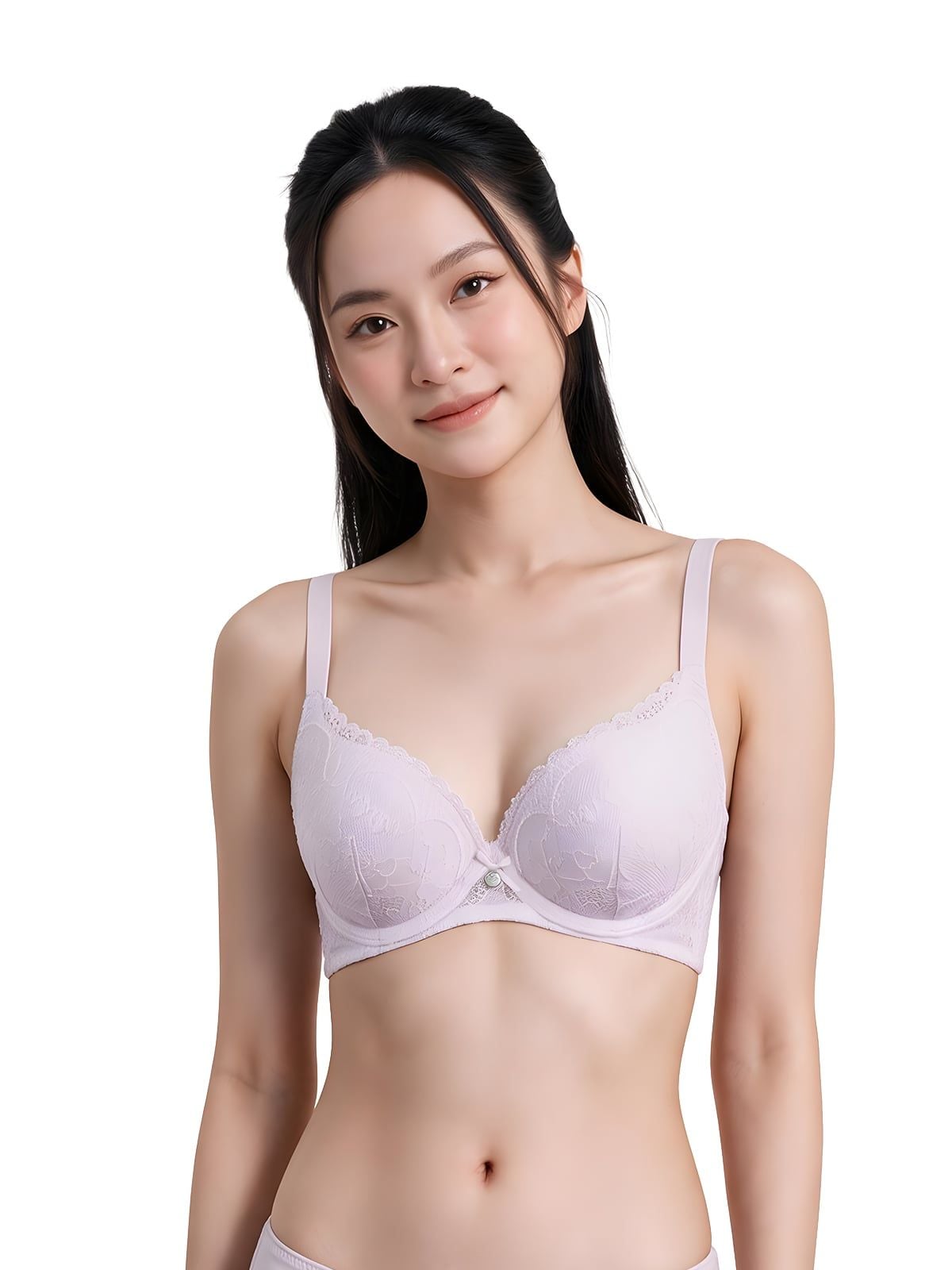  Bra Set Áo ngực, quần lót nữ ren iBasic không gọng mút mỏng họa tiết ren logo - BRAW181A, PANW210 
