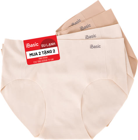  Pack 4 Quần lót nữ su không đường may iBasic lưng cao vừa không lộ viền free cut phom hipster - V029_PA4 