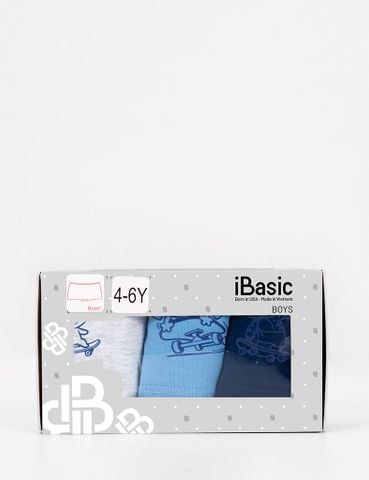  Hộp 3 quần lót bé trai iBasic cotton USA kháng khuẩn phom boxer in hình - PANB027 