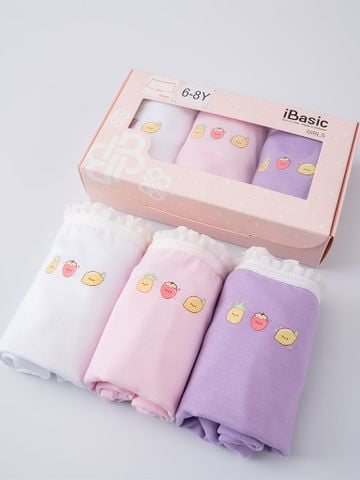  Hộp 3 quần lót bé gái iBasic cotton USA kháng khuẩn boyshort hoạ tiết - PANG020 