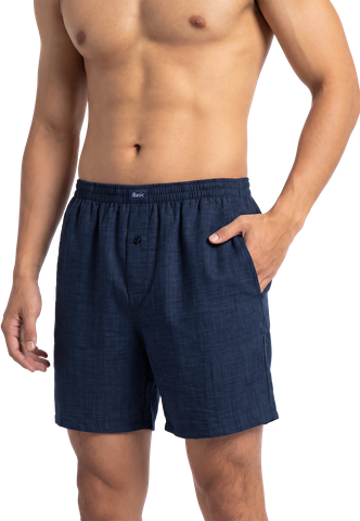  Quần mặc nhà iBasic nam short dài trên đầu gối lưng thun -  SHM012 