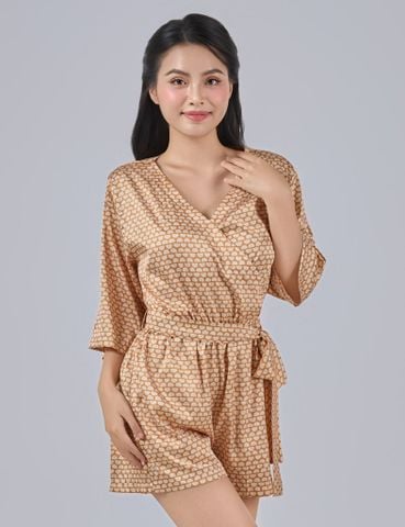  Bộ jumpsuit mặc nhà iBasic lụa satin dáng ngắn phom kimono - SW067 