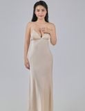  Đầm ngủ nữ lụa satin iBasic 2 dây chéo lưng midi dáng dài - SW068 