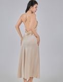  Đầm ngủ nữ lụa satin iBasic 2 dây chéo lưng midi dáng dài - SW068 