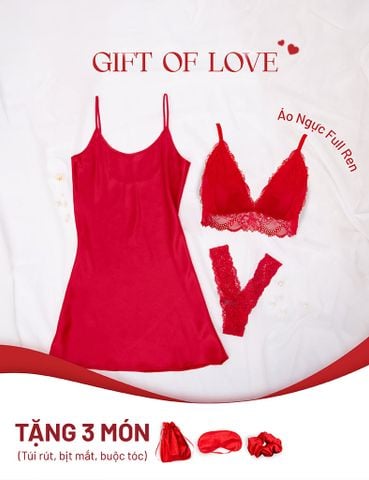  [GIÁ ĐỘC QUYỀN] GIFT OF LOVE Set nội y ren sắc đỏ iBasic phiên bản giới hạn cho Giáng Sinh 