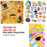 Bộ Phụ Kiện Chụp Hình Sinh Nhật Màu Vàng Bạc, Bộ 10 Cái, 20 Cái Phụ Kiện Chụp Hình Happy Birthday SNNL101