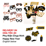 Bộ Phụ Kiện Chụp Hình Happy New Year Nhiều Mẫu Photo Props Happy New Year PTK26