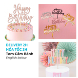 Que Cắm Chữ Happy Birthday Trang Trí Bánh Sinh Nhật -  Cake Topper Acrylic, Happy Birthday Cake Decoration SNNL100