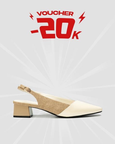  Giày Cao Gót Slingback Đắp Mũi Chéo 