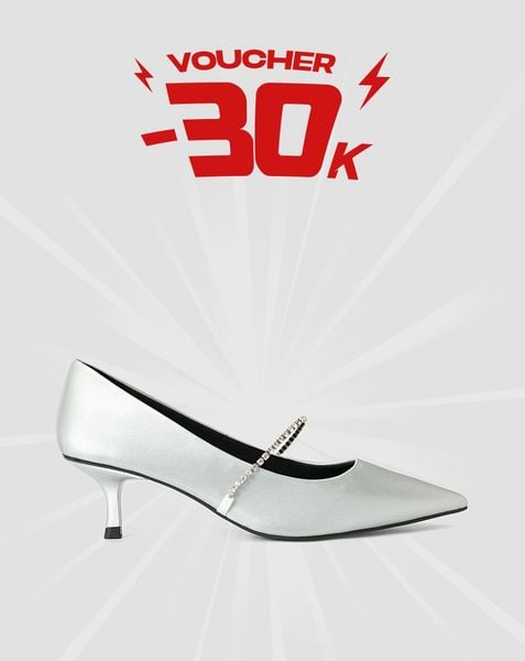  Giày Cao Gót Phối Dây Khóa Trang Trí 