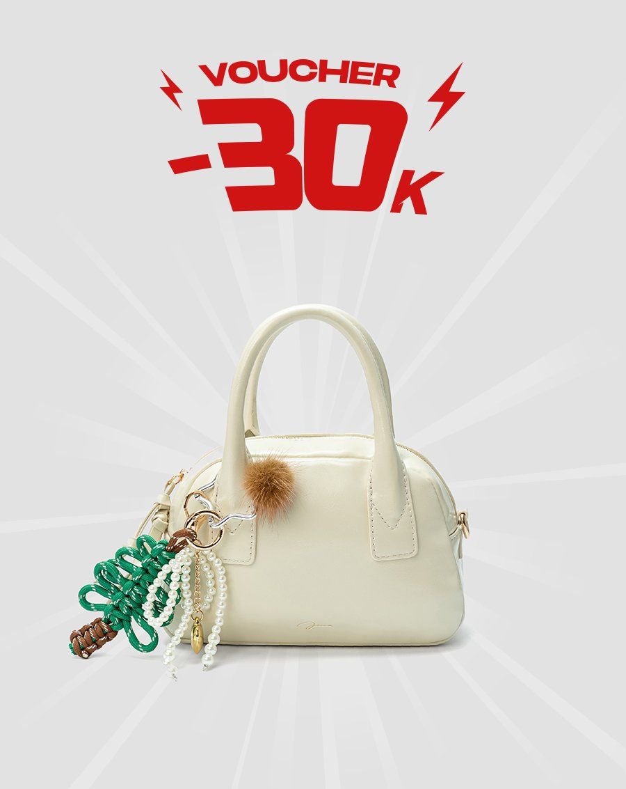  Túi Xách Nhỏ Form Bowling Phối Charm 