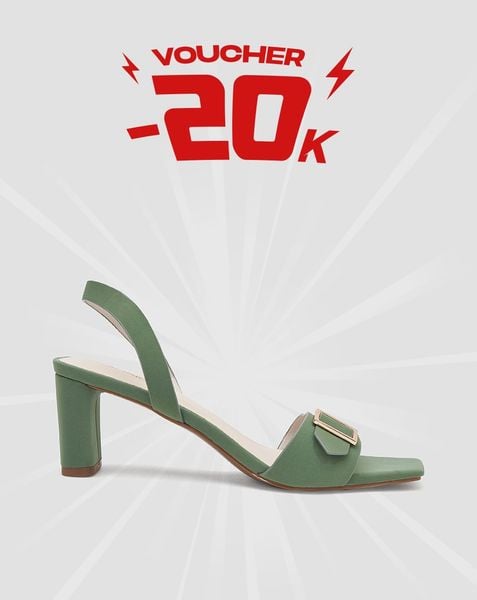  Giày sandal mũi vuông khóa trang trí 