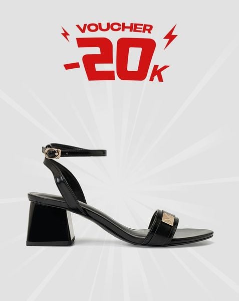  Giày Sandal Gót Vuông Phối Khóa Trang Trí 