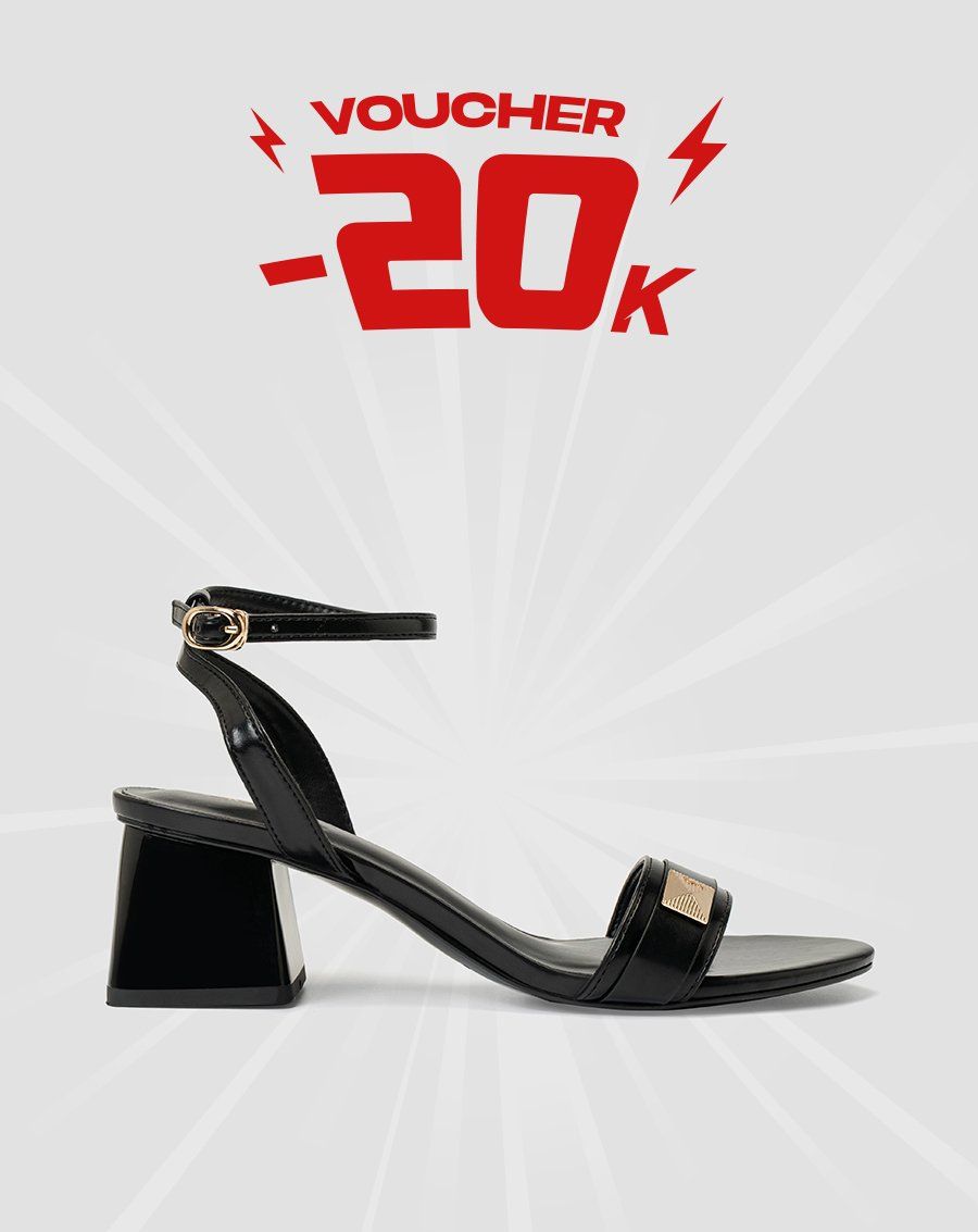  Giày Sandal Gót Vuông Phối Khóa Trang Trí 