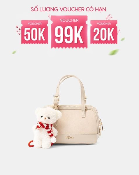  Túi Xách Nhỏ Form Bowling Phối Charm 