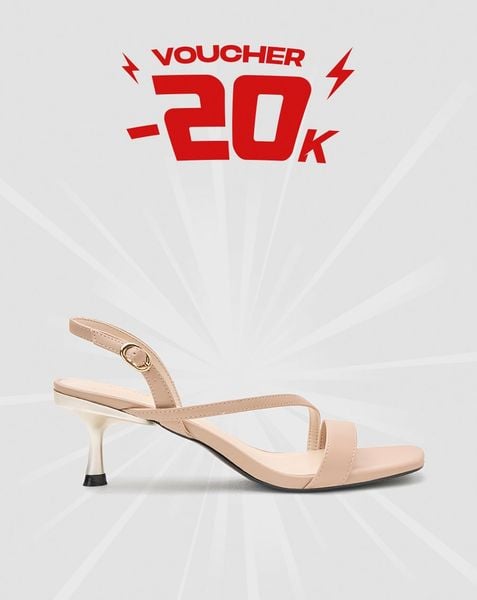  Giày Sandal Gót Trụ Quai Ngang Phối Quai Xéo 
