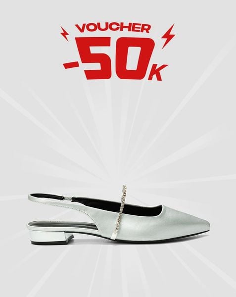  Giày Búp Bê Slingback Phối Dây Khóa Trang Trí 