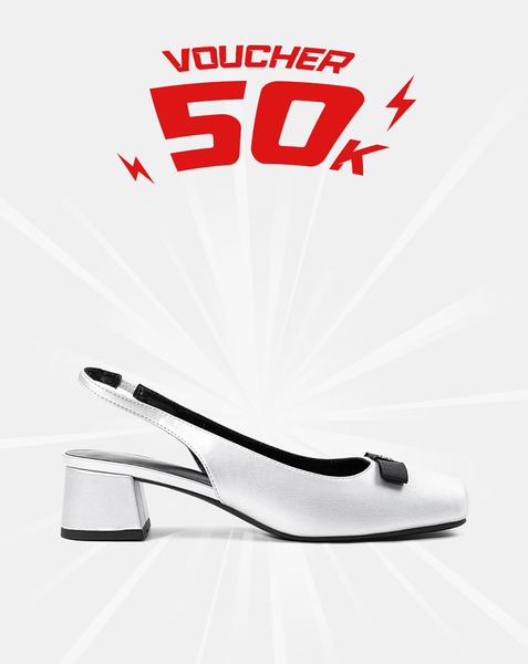  Giày Cao Gót Slingback Mũi Vuông 