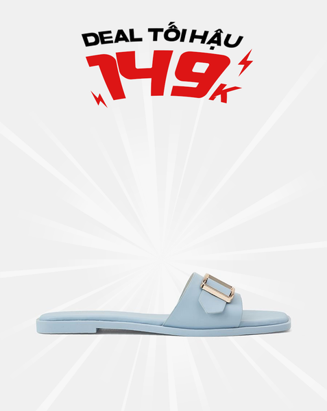  Dép mũi vuông khóa trang trí 