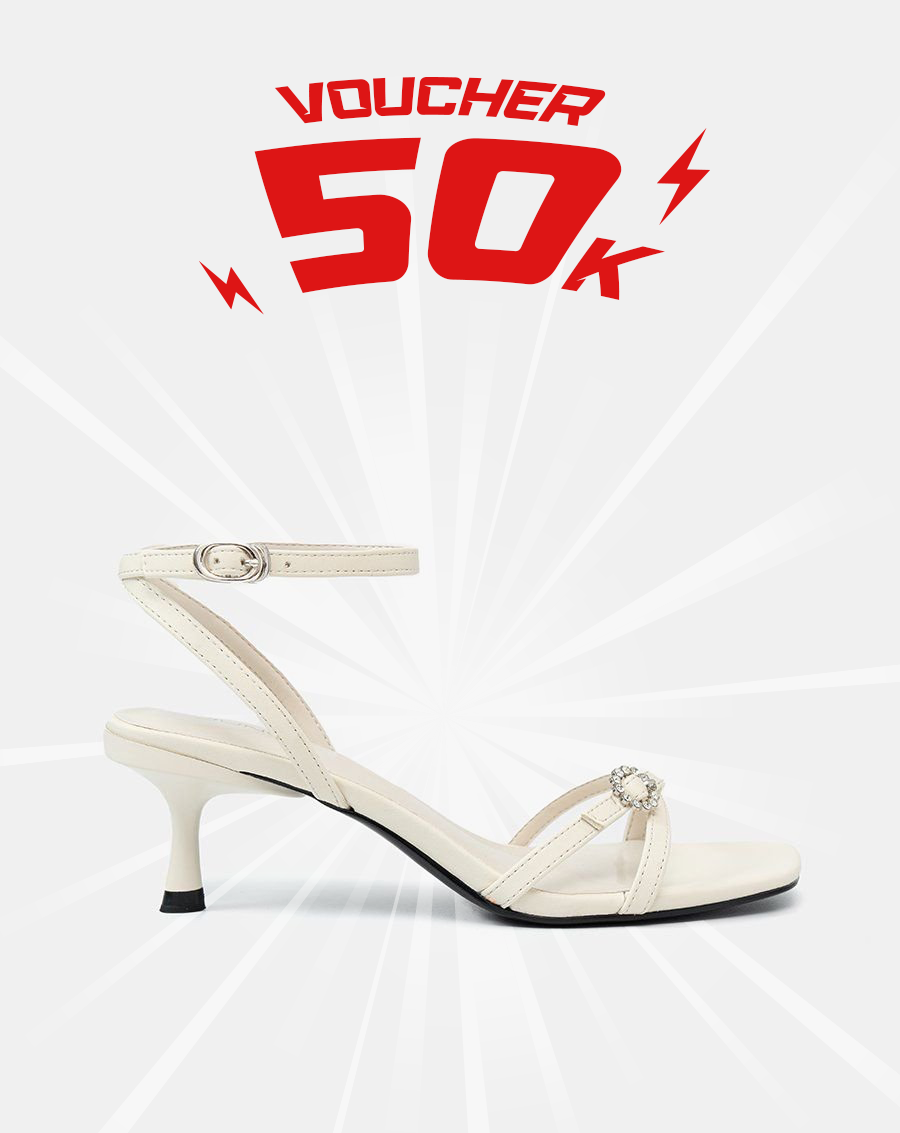  Giày Sandal Cao Gót Quai Chéo Buckle Đính Đá 