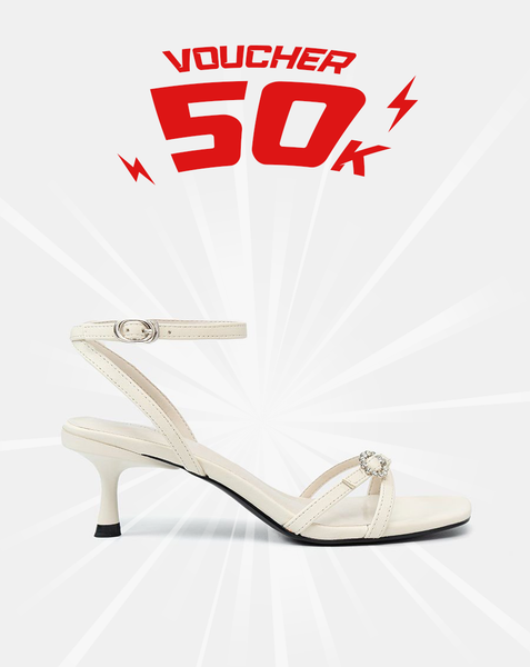  Giày Sandal Cao Gót Quai Chéo Buckle Đính Đá 