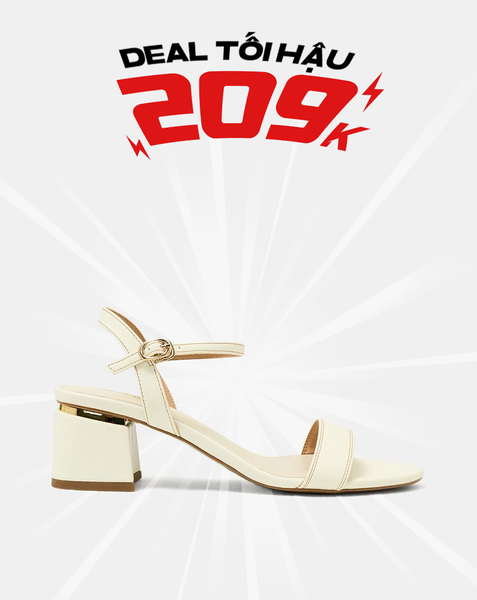  Giày Sandal Gót Vuông Quai Ngang Bản Lớn Quai Cổ Chân 
