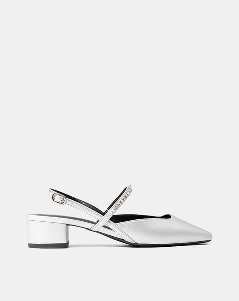  Giày Cao Gót Slingback Phối Dây Trang Trí 