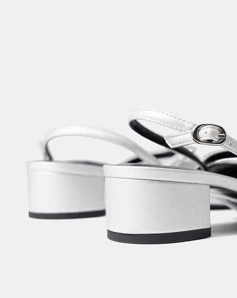  Giày Cao Gót Slingback Phối Dây Trang Trí 