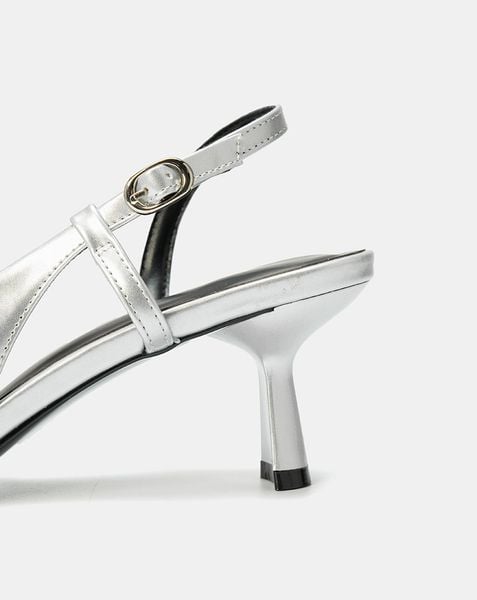  Giày Cao Gót Slingback Phối Liệu Bóng 