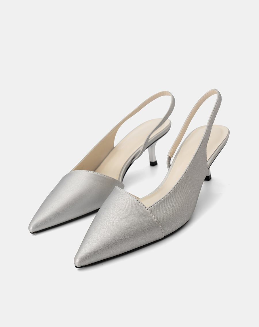  Giày Cao Gót Slingback Kitten Heel Mũi Nhọn 