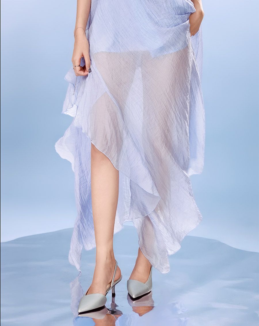  Giày Cao Gót Slingback Kitten Heel Mũi Nhọn 