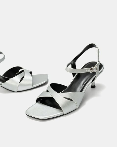  Giày Sandal Gót Nhọn Đắp Quai Chéo 