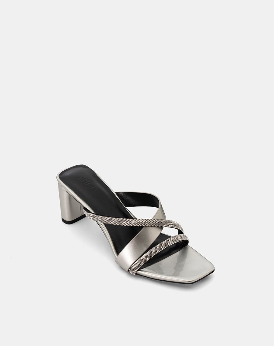  Giày Sandal Mules phối quai đính hạt 