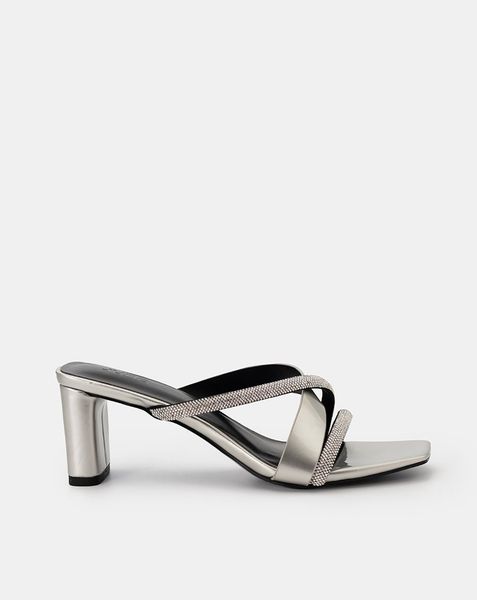 Giày Sandal Mules phối quai đính hạt