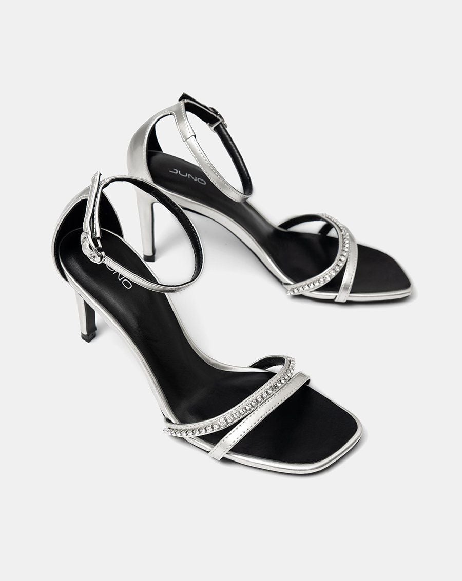  Giày Sandal Cao Gót Quai Đính Đá 