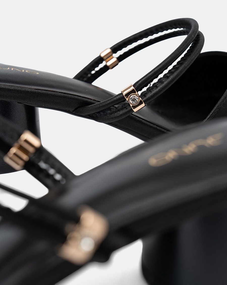  Giày Mules Mũi Nhọn Gót Trụ 