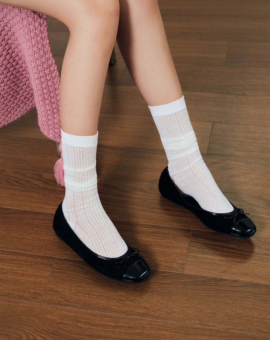  Giày Búp Bê Phối Nơ Bọc Toecap 