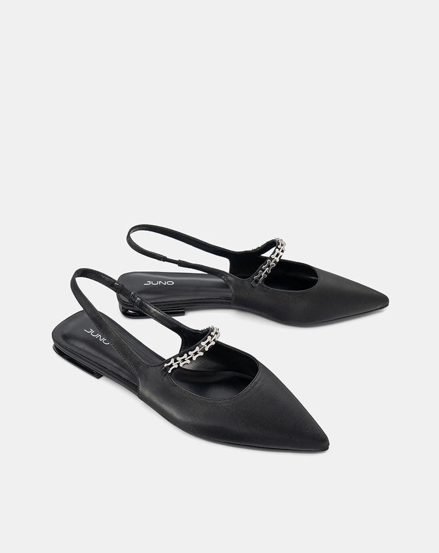  Giày Búp Bê Slingback Phối Quai Mary Jane Xích Trang Trí 