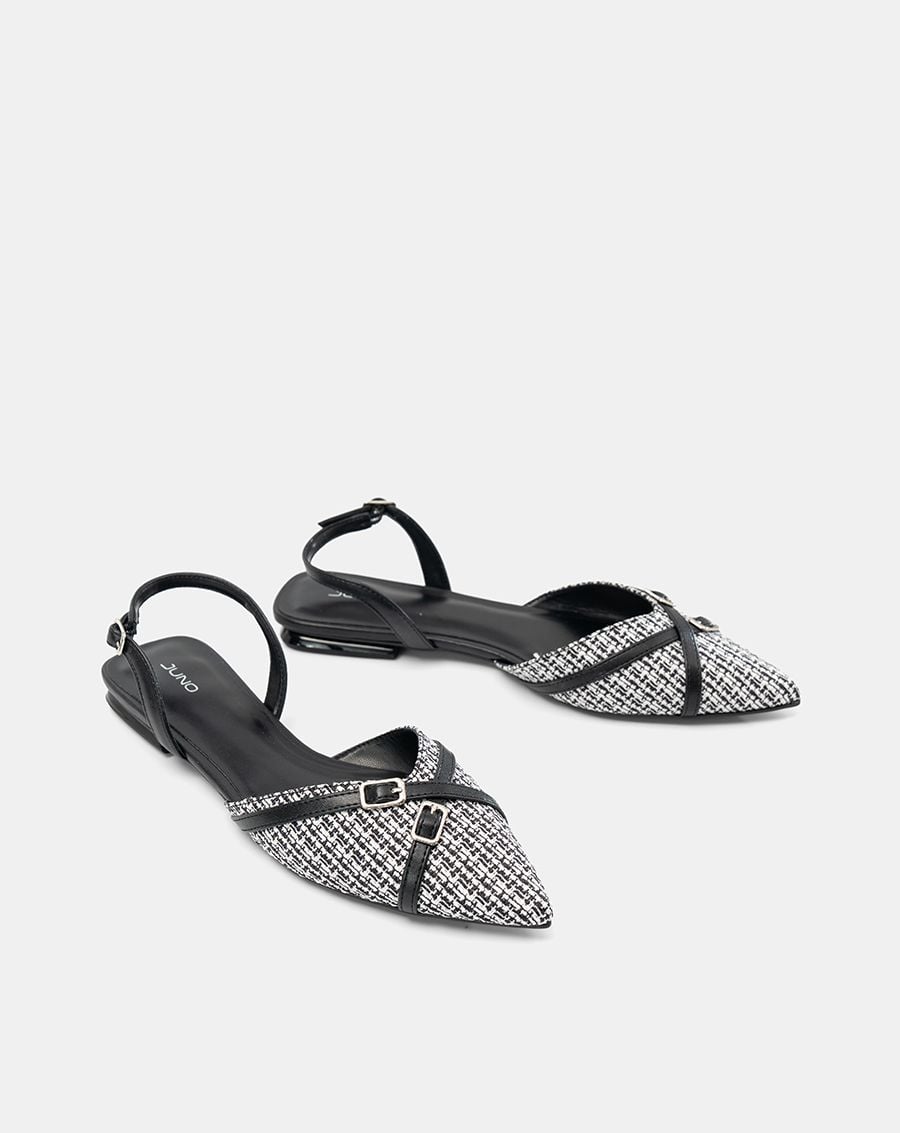  Giày Búp Bê Phối Vải Đan 