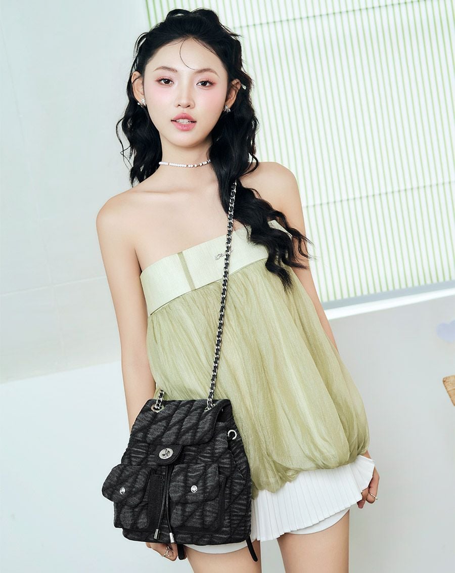  Balo Denim Nắp Gập Chần Bông 