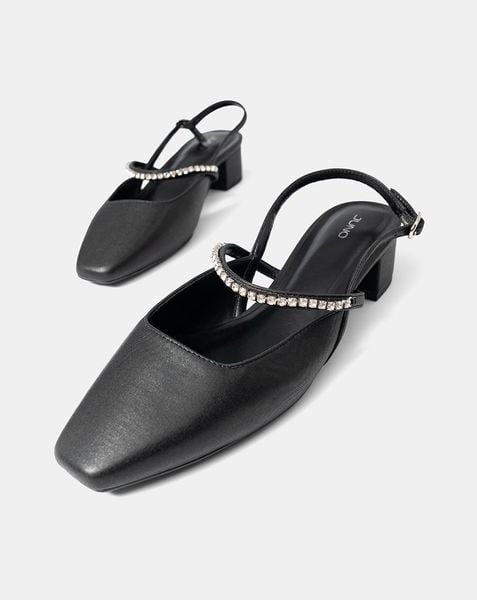  Giày Cao Gót Slingback Phối Dây Trang Trí 