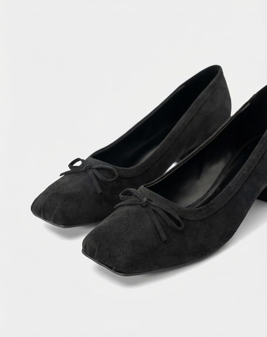  Giày Cao Gót Mũi Vuông Phối Nơ 